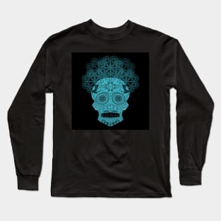 dark blue skull calavera ecopop Long Sleeve T-Shirt